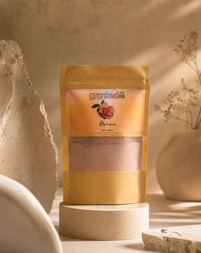 Packaged product on a stand with a neutral background