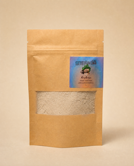 Kraft paper packaging with a visible brand label on a beige background